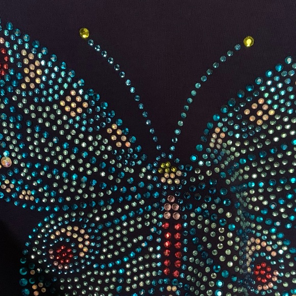 Quacker Factory Butterfly Embellished Long Sleeve Top - Picture 4 of 7